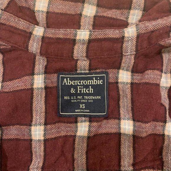 Abercrombie & Fitch maroon plaid flannel - Picture 2 of 2